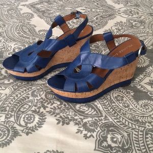 Franco Sarto Blue Sling-back Wedges.